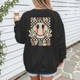 Women Kids Baseball Game Day Vibes Smile Baseball Mom Women's Sweatshirt Back Print