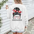 Baseball Mom Leopard Messy Bun Game Day Women's Sweatshirt Back Print