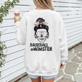 Baseball Momster Messy Bun Skull Mom For Women Halloween Women's Sweatshirt Back Print Baseball Momster Messy Bun Skull Mom For Women Halloween Women's Sweatshirt Back Print