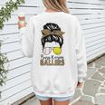 Busy Raising Ballers Tennis Baseball Mom Messy Bun Leopard Women's Sweatshirt Back Print Busy Raising Ballers Tennis Baseball Mom Messy Bun Leopard Women's Sweatshirt Back Print