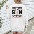 I Don't Care If My Son Is Embarrassed Baseball Mom Women's Sweatshirt Back Print