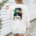 Ireland Baseball Mom Messy Bun Irish Baseball Girl Women's Sweatshirt Back Print Ireland Baseball Mom Messy Bun Irish Baseball Girl Women's Sweatshirt Back Print