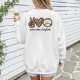 Peace Love Baseball Mom Leopard Print Cheetah Pattern Women's Sweatshirt Back Print