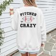Pitches Be Crazy Baseball Moms Softball Players Hey Batter Women's Sweatshirt Back Print Pitches Be Crazy Baseball Moms Softball Players Hey Batter Women's Sweatshirt Back Print
