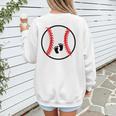 Pregnant Baseball Mom Pregnancy Announcement Baby Feet Belly Women's Sweatshirt Back Print