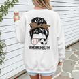 Soccer Baseball Mom Of Both Messy Bun Leopard Mother's Day Women's Sweatshirt Back Print Soccer Baseball Mom Of Both Messy Bun Leopard Mother's Day Women's Sweatshirt Back Print