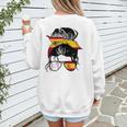 Spanish Baseball Mom Messy Bun Spain Baseball Girl Women's Sweatshirt Back Print