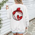 Womens Custom Baseball Mom Number 11 Heart For Mom Mommy Premium Women's Sweatshirt Back Print