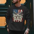 Baseball Dad American USA Flag Dada Men Baseball Fathers Day Men Sweatshirt