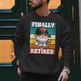 Retro Baseball Retirement Gnome Baseball Dad Finally Retired Men Sweatshirt