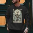 Retro Skeleton Baseball Dad Tarot Card Halloween Sport Lover Men Sweatshirt
