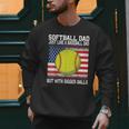 Softball Dad Like a Baseball Dad Father's Day USA Flag Men Sweatshirt