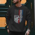Vintage Baseball US Flag Tee Baseball Dad Player Coach Men Sweatshirt
