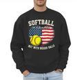 Patriotic US Flag Softball Dad Like A Baseball Dad Men Sweatshirt