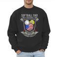 Softball Dad Like A Baseball Dad 4th Of July USA Retro Flag Men Sweatshirt