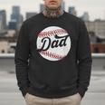 Dad Baseball Ball Vintage Groovy Baseball Daddy Fathers Day Men Sweatshirt