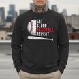 Eat Sleep Baseball Repeat Humor Baseball Dad Players Men Sweatshirt
