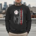 Father's Day USA Flag Patriotic Baseball Dad Men Sweatshirt