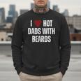 I Love Hot Baseball Dads With Beards Red Hearts Men Sweatshirt