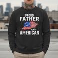 Proud Father And American Flag Baseball Dad Father Patriotic Men Sweatshirt