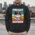 Retro Baseball Retirement Gnome Baseball Dad Finally Retired Men Sweatshirt