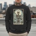Retro Skeleton Baseball Dad Tarot Card Halloween Sport Lover Men Sweatshirt