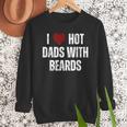 I Love Hot Baseball Dads With Beards Red Hearts Men Sweatshirt