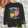 Patriotic US Flag Softball Dad Like A Baseball Dad Men Sweatshirt