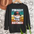 Retro Baseball Retirement Gnome Baseball Dad Finally Retired Men Sweatshirt