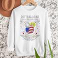 Softball Dad Like A Baseball Dad 4th Of July USA Retro Flag Premium Men Sweatshirt