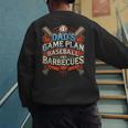 Baseball Dad BBQ Grill Dad's Game Plan Baseball & Barbecues Men's Sweatshirt Back Print