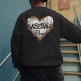 Baseball Dad Leopard Heart Baseball Lover Men's Sweatshirt Back Print