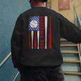 Baseball Dad USA American Flag Father's Day 4th Of July Men's Sweatshirt Back Print Baseball Dad USA American Flag Father's Day 4th Of July Men's Sweatshirt Back Print