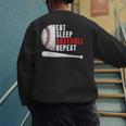 Eat Sleep Baseball Repeat Humor Baseball Dad Players Men's Sweatshirt Back Print