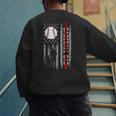 Father's Day USA Flag Patriotic Baseball Dad Men's Sweatshirt Back Print