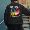 Patriotic US Flag Softball Dad Like A Baseball Dad Men's Sweatshirt Back Print