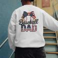Baseball Dad American Flag Bow Sports Premium Men's Sweatshirt Back Print