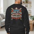 Baseball Dad BBQ Grill Dad's Game Plan Baseball & Barbecues Men's Sweatshirt Back Print