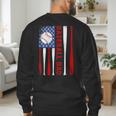 Baseball Dad USA American Flag Father's Day 4th Of July Men's Sweatshirt Back Print Baseball Dad USA American Flag Father's Day 4th Of July Men's Sweatshirt Back Print
