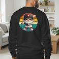 Baseball Grandpa Gnome On A Retro Sunset For Baseball Dad Men's Sweatshirt Back Print