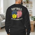 Patriotic US Flag Softball Dad Like A Baseball Dad Men's Sweatshirt Back Print