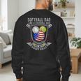 Softball Dad Like A Baseball Dad 4th Of July USA Retro Flag Men's Sweatshirt Back Print