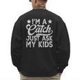 Baseball Dad For Men Vintage I'm A Catch Just Ask My Kids Men's Sweatshirt Back Print