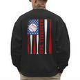 Baseball Dad USA American Flag Father's Day 4th Of July Men's Sweatshirt Back Print Baseball Dad USA American Flag Father's Day 4th Of July Men's Sweatshirt Back Print
