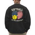 Patriotic US Flag Softball Dad Like A Baseball Dad Men's Sweatshirt Back Print