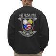 Softball Dad Like A Baseball Dad 4th Of July USA Retro Flag Men's Sweatshirt Back Print