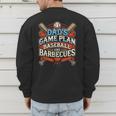 Baseball Dad BBQ Grill Dad's Game Plan Baseball & Barbecues Men's Sweatshirt Back Print