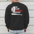 Eat Sleep Baseball Repeat Humor Baseball Dad Players Men's Sweatshirt Back Print