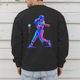 Ice Cream Drip Melting Baseball Bat Player Baseball Dad Men's Sweatshirt Back Print