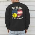 Patriotic US Flag Softball Dad Like A Baseball Dad Men's Sweatshirt Back Print